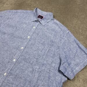 UNTUCKit Shirt Mens 2XL 100% Linen Button Up Blue Long Sleeve Summer Casual